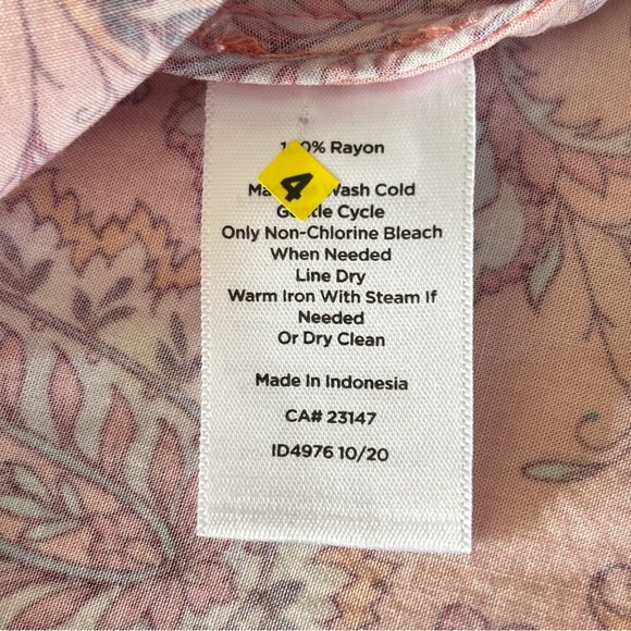 Talbots Band Collar Popover Top Plus 2Xp Pink Dancing Paisley Long Sleeve Blouse - Picture 10 of 16